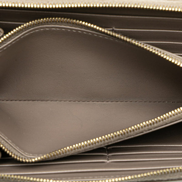 セリーヌ ラウンドファスナー 長財布 グレージュ レザー レディース CELINE 【中古】