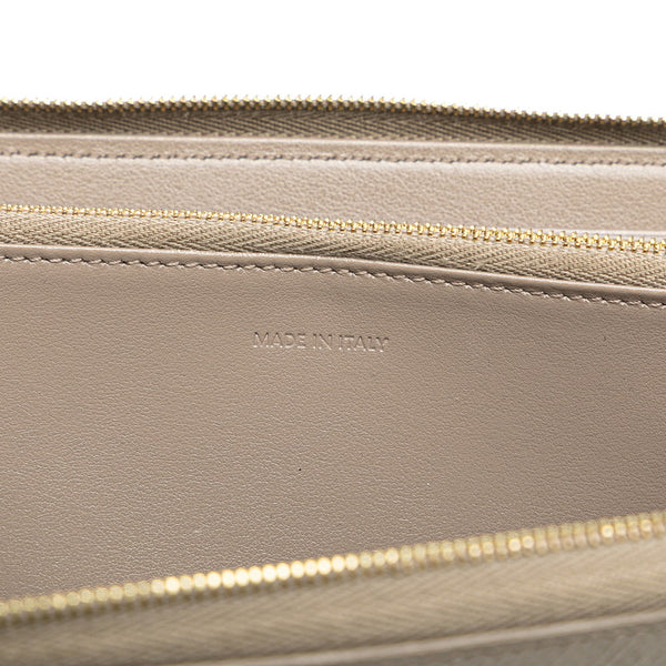 セリーヌ ラウンドファスナー 長財布 グレージュ レザー レディース CELINE 【中古】