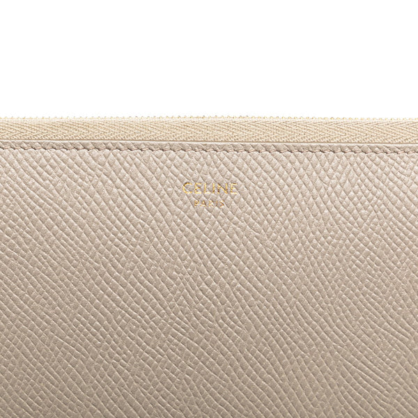 セリーヌ ラウンドファスナー 長財布 グレージュ レザー レディース CELINE 【中古】