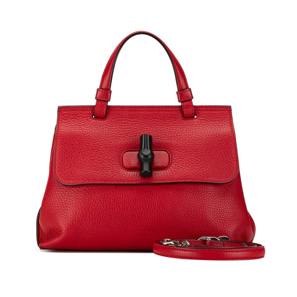グッチ バンブー デイリー ハンドバッグ ショルダーバッグ 2WAY 370831 レッド レザー レディース GUCCI 【中古】