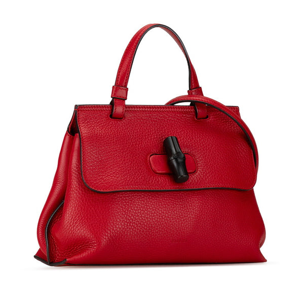 グッチ バンブー デイリー ハンドバッグ ショルダーバッグ 2WAY 370831 レッド レザー レディース GUCCI 【中古】