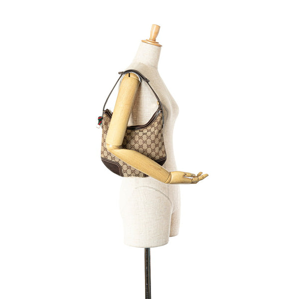 グッチ GGキャンバス プリンシー ショルダーバッグ 162895 ベージュ ブラウン レザー キャンバス レディース GUCCI 【中古】