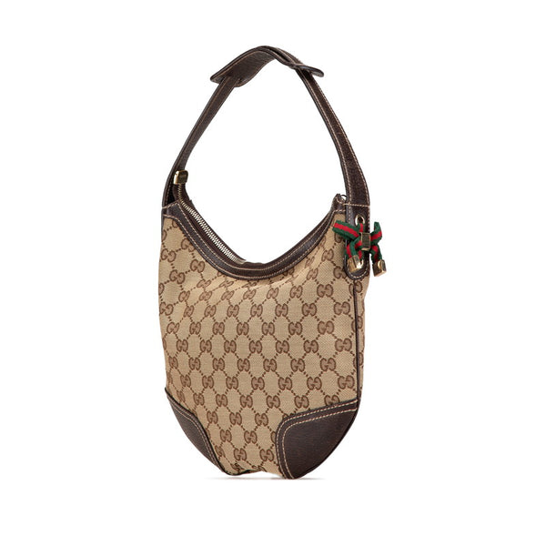 グッチ GGキャンバス プリンシー ショルダーバッグ 162895 ベージュ ブラウン レザー キャンバス レディース GUCCI 【中古】