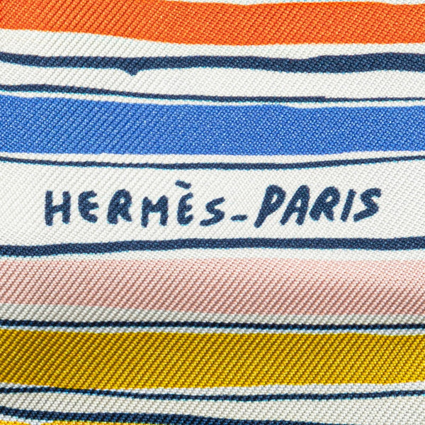 エルメス ツイリー RAYURES D'ETE スカーフ ホワイト マルチカラー シルク レディース HERMES 【中古】