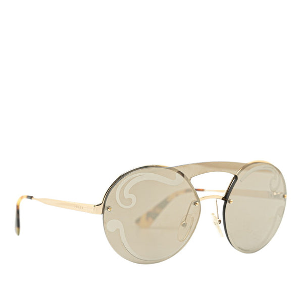 プラダ ラウンド型 サングラス SPR65T ブラウン ゴールド メッキ プラスチック レディース PRADA 【中古】