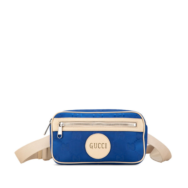 グッチ GGナイロン オブ ザ グリッド ボディバッグ ウエストバッグ 631342 ブルー ベージュ ナイロン レザー レディース GUCCI 【中古】