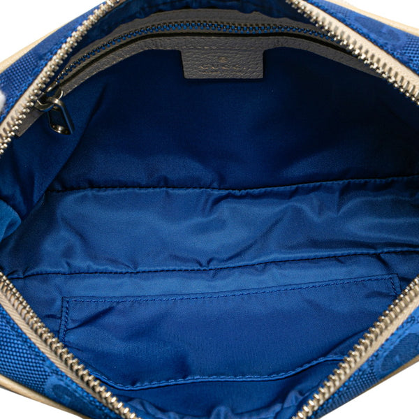 グッチ GGナイロン オブ ザ グリッド ボディバッグ ウエストバッグ 631342 ブルー ベージュ ナイロン レザー レディース GUCCI 【中古】