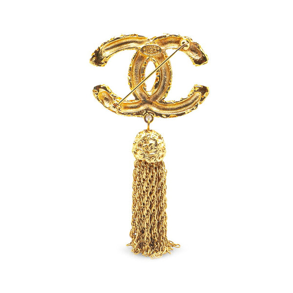 シャネル ヴィンテージ ココマーク 溶岩 ヨウガン タッセル ブローチ ゴールド メッキ レディース CHANEL 【中古】