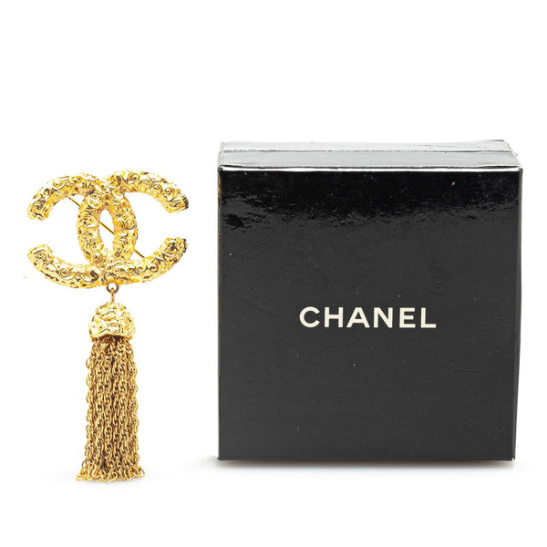シャネル ヴィンテージ ココマーク 溶岩 ヨウガン タッセル ブローチ ゴールド メッキ レディース CHANEL 【中古】