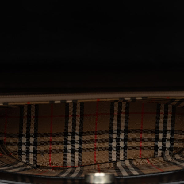 バーバリー ノバチェック シャドーホース ハンドバッグ ブラック ベージュ レザー キャンバス レディース BURBERRY 【中古】