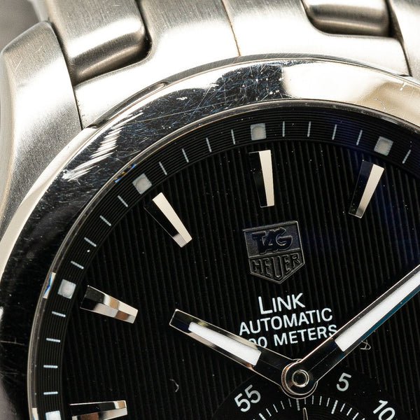 タグホイヤー リンク キャリバー6 腕時計 WJF211A 自動巻き ブラック文字盤 ステンレススチール メンズ TAG HEUER 【中古】