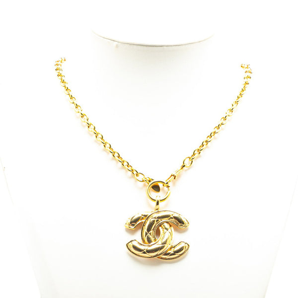 シャネル ココマーク マトラッセ ネックレス ゴールド メッキ レディース CHANEL 【中古】