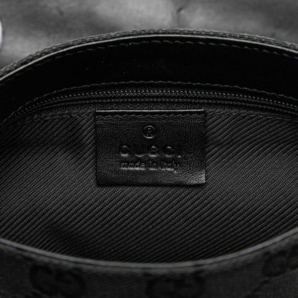 グッチ GGキャンバス ボディバッグ ウエストバッグ ショルダーバック 92543 ブラック キャンバス レザー レディース GUCCI 【中古】