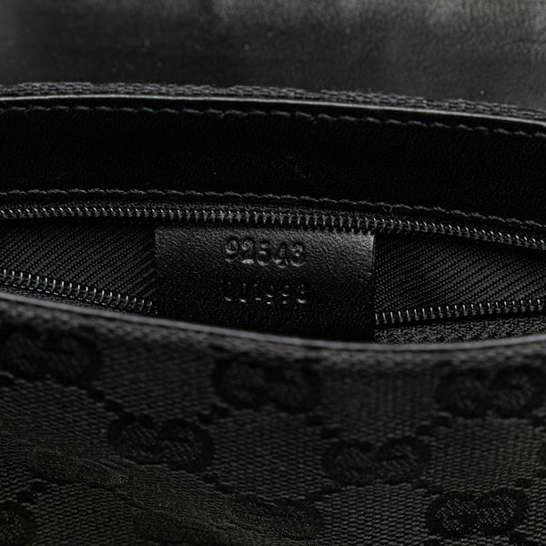 グッチ GGキャンバス ボディバッグ ウエストバッグ ショルダーバック 92543 ブラック キャンバス レザー レディース GUCCI 【中古】