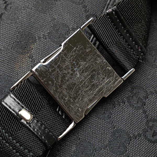 グッチ GGキャンバス ボディバッグ ウエストバッグ ショルダーバック 92543 ブラック キャンバス レザー レディース GUCCI 【中古】