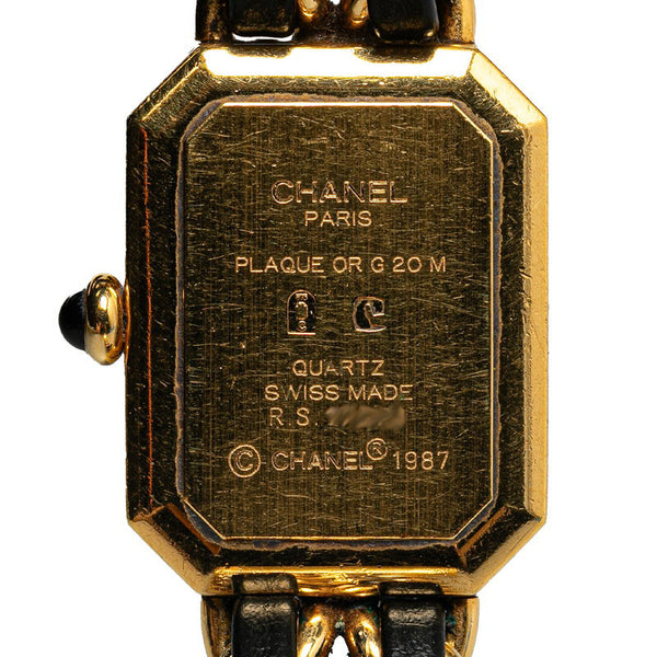 シャネル プルミエール L 腕時計 H0001 クオーツ ブラック文字盤 メッキ レザー レディース CHANEL 【中古】