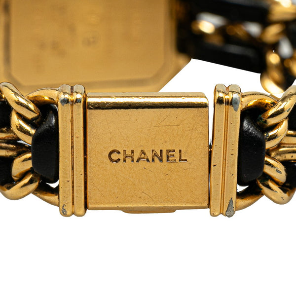 シャネル プルミエール L 腕時計 H0001 クオーツ ブラック文字盤 メッキ レザー レディース CHANEL 【中古】
