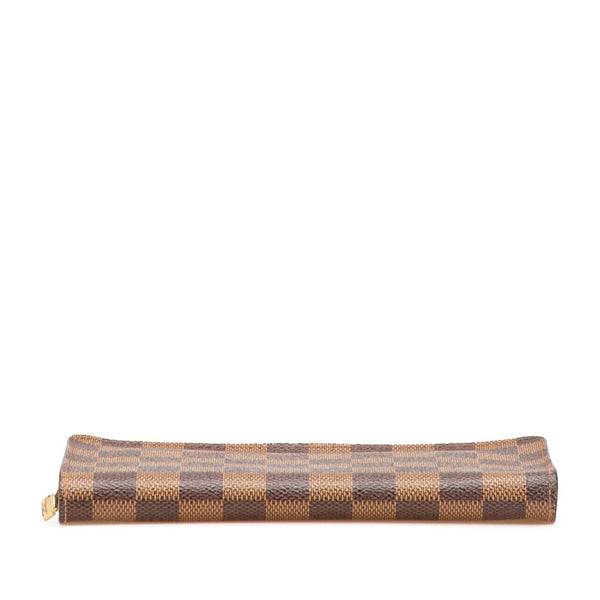 ルイ ヴィトン ダミエ ポルト モネ ジップ 長財布 ラウンドファスナー N61728 ブラウン PVC レディース LOUIS VUITTON 【中古】