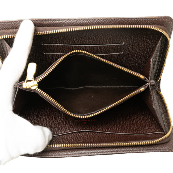 ルイ ヴィトン ダミエ ポルト モネ ジップ 長財布 ラウンドファスナー N61728 ブラウン PVC レディース LOUIS VUITTON 【中古】