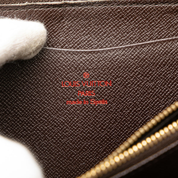 ルイ ヴィトン ダミエ ポルト モネ ジップ 長財布 ラウンドファスナー N61728 ブラウン PVC レディース LOUIS VUITTON 【中古】