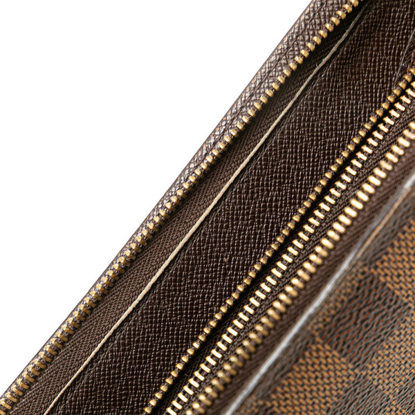 ルイ ヴィトン ダミエ ポルト モネ ジップ 長財布 ラウンドファスナー N61728 ブラウン PVC レディース LOUIS VUITTON 【中古】