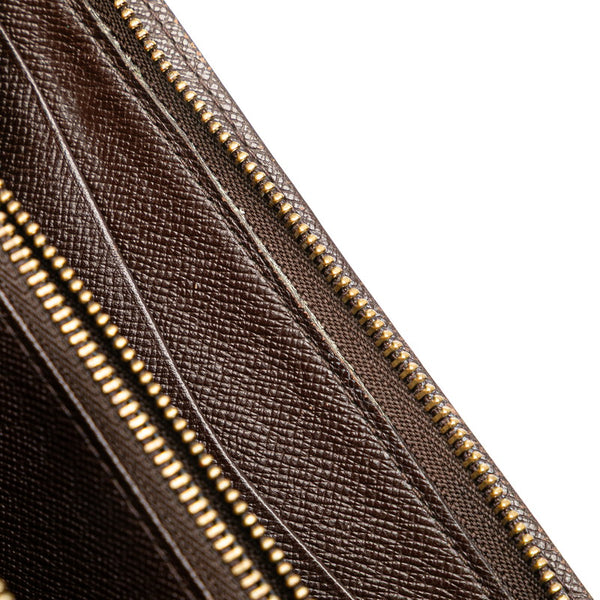 ルイ ヴィトン ダミエ ポルト モネ ジップ 長財布 ラウンドファスナー N61728 ブラウン PVC レディース LOUIS VUITTON 【中古】