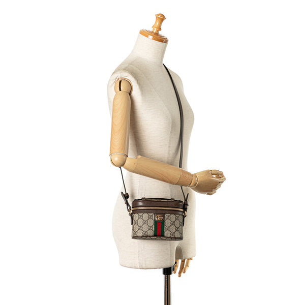 グッチ GGスプリーム シェリーライン オフディア バニティバッグ ミニショルダーバッグ 699532 ベージュ ブラウン PVC レザー レディース GUCCI 【中古】