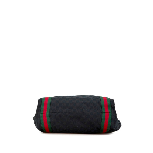 グッチ GGキャンバス シェリーライン トートバッグ 189669 ブラック キャンバス レザー レディース GUCCI 【中古】