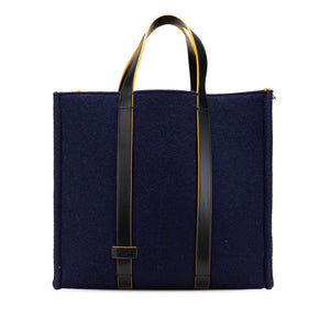フェンディ トートバッグ ハンドバッグ 7VA390 ネイビー レット ウール レザー レディース FENDI 【中古】