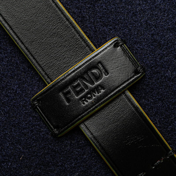 フェンディ トートバッグ ハンドバッグ 7VA390 ネイビー レット ウール レザー レディース FENDI 【中古】