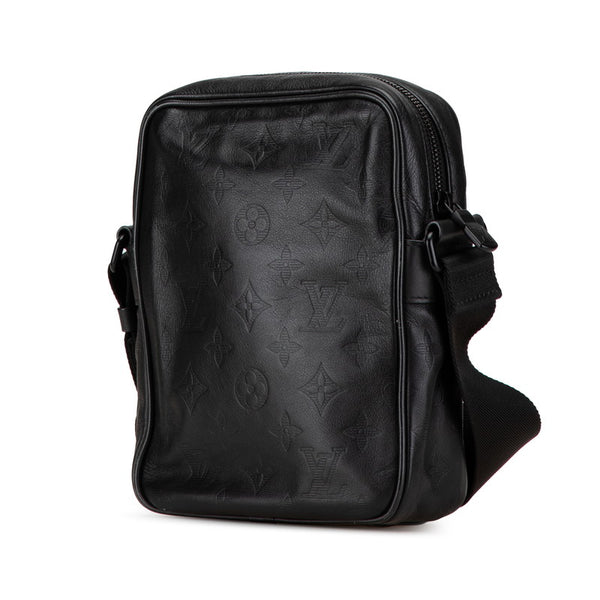 ルイ ヴィトン モノグラム シャドウ ダヌーブPM ショルダーバッグ M43681 ブラック レザー レディース LOUIS VUITTON 【中古】