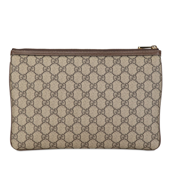 グッチ GGスプリーム シェリーライン クラッチバッグ 517551 ベージュ ブラウン PVC レザー レディース GUCCI 【中古】