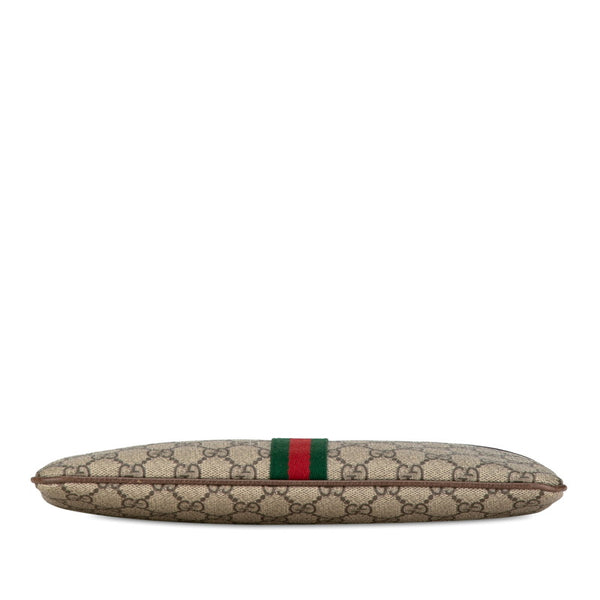 グッチ GGスプリーム シェリーライン クラッチバッグ 517551 ベージュ ブラウン PVC レザー レディース GUCCI 【中古】