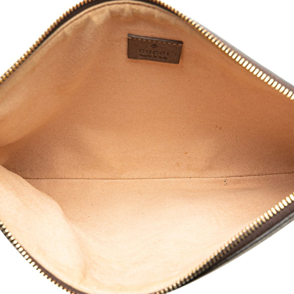 グッチ GGスプリーム シェリーライン クラッチバッグ 517551 ベージュ ブラウン PVC レザー レディース GUCCI 【中古】