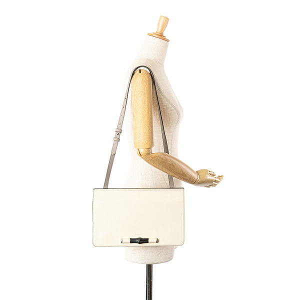 グッチ バンブー ショルダーバッグ 370817 ホワイト グレー レザー レディース GUCCI 【中古】