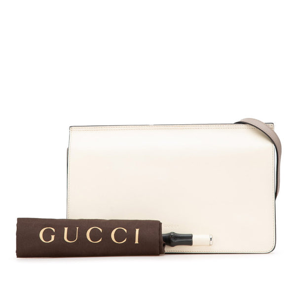 グッチ バンブー ショルダーバッグ 370817 ホワイト グレー レザー レディース GUCCI 【中古】