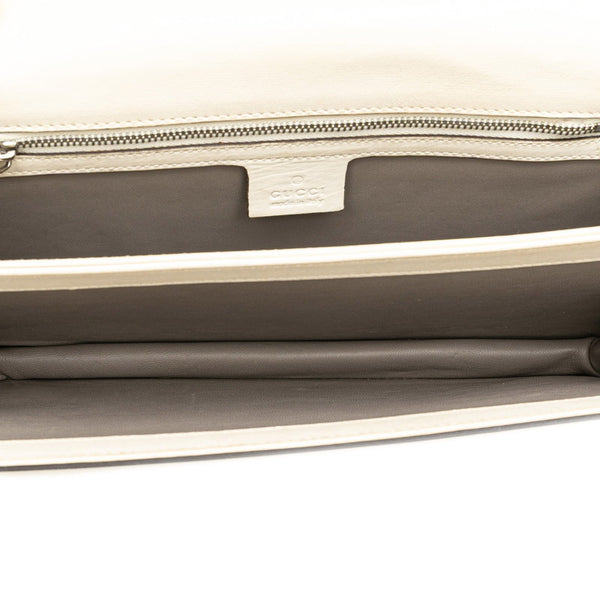 グッチ バンブー ショルダーバッグ 370817 ホワイト グレー レザー レディース GUCCI 【中古】