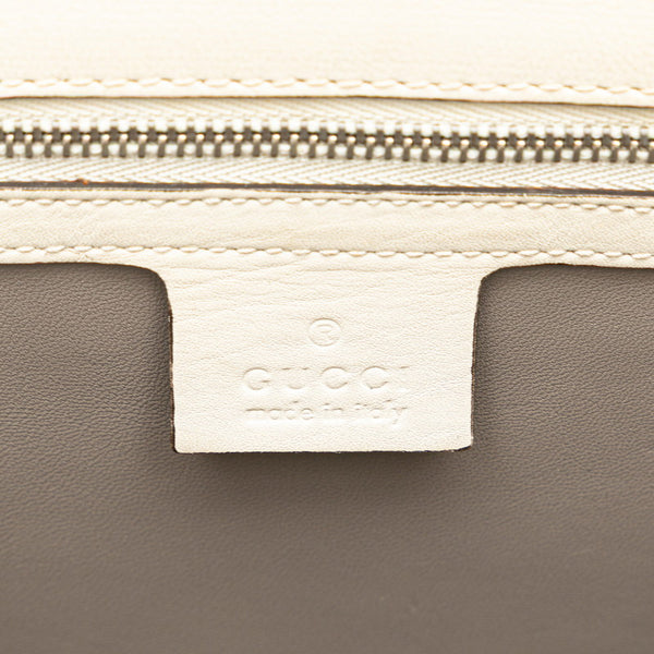 グッチ バンブー ショルダーバッグ 370817 ホワイト グレー レザー レディース GUCCI 【中古】