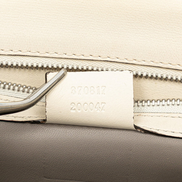 グッチ バンブー ショルダーバッグ 370817 ホワイト グレー レザー レディース GUCCI 【中古】