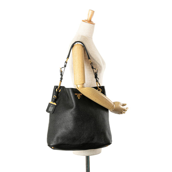 プラダ ワンショルダーバッグ BR4892 ブラック カーフレザー レディース PRADA 【中古】