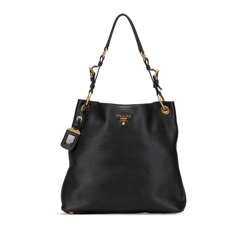 プラダ ワンショルダーバッグ BR4892 ブラック カーフレザー レディース PRADA 【中古】