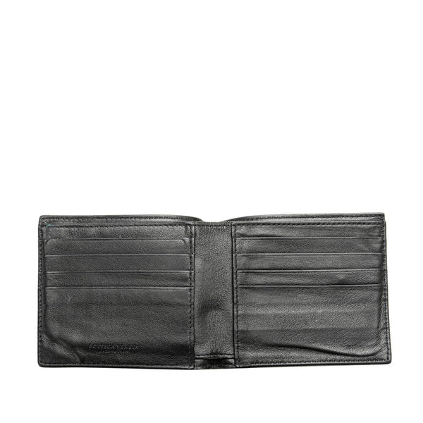 ボッテガヴェネタ パンチング 二つ折り財布 ブラック ブルー レザー レディース BOTTEGAVENETA 【中古】