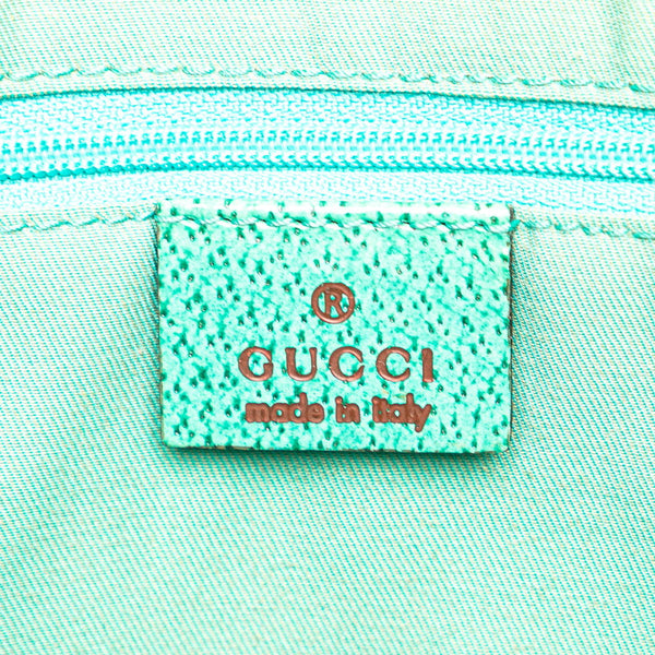 グッチ GGキャンバス トートバッグ 113019 ベージュ エメラルドグリーン キャンバス レザー レディース GUCCI 【中古】