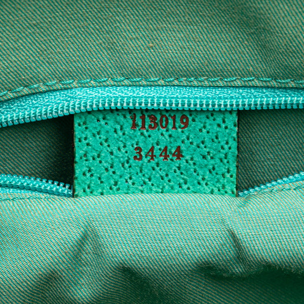 グッチ GGキャンバス トートバッグ 113019 ベージュ エメラルドグリーン キャンバス レザー レディース GUCCI 【中古】