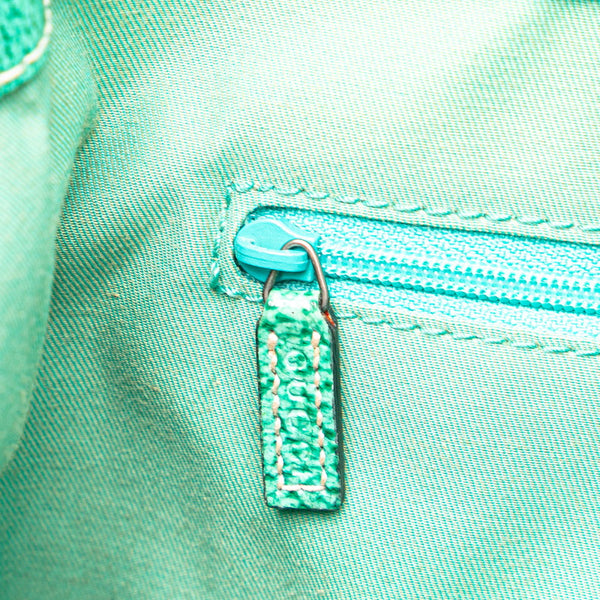 グッチ GGキャンバス トートバッグ 113019 ベージュ エメラルドグリーン キャンバス レザー レディース GUCCI 【中古】