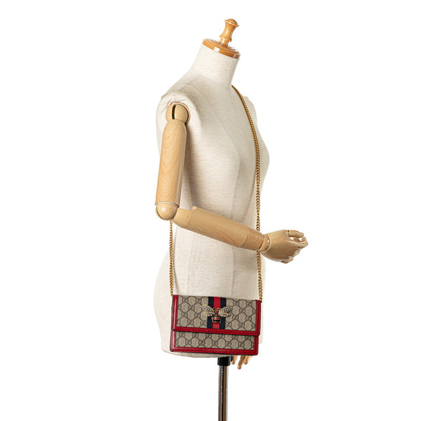 グッチ GGスプリーム クイーンマーガレット キラービー ショルダーバッグ 476079 ベージュ レッド PVC レザー レディース GUCCI 【中古】