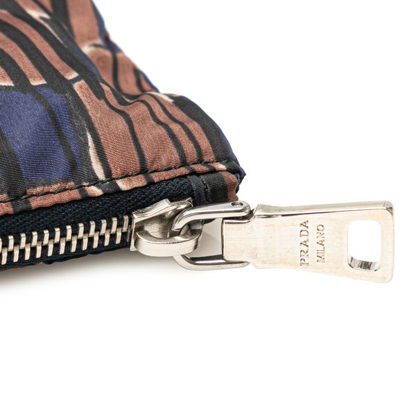 プラダ 三角ロゴプレート トートバッグ ショルダーバッグ エコバッグ ブラウン ブルー ナイロン レディース PRADA 【中古】