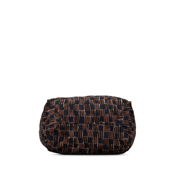 プラダ 三角ロゴプレート トートバッグ ショルダーバッグ エコバッグ ブラウン ブルー ナイロン レディース PRADA 【中古】