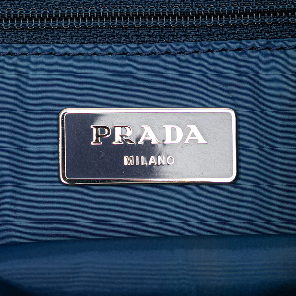 プラダ 三角ロゴプレート トートバッグ ショルダーバッグ エコバッグ ブラウン ブルー ナイロン レディース PRADA 【中古】