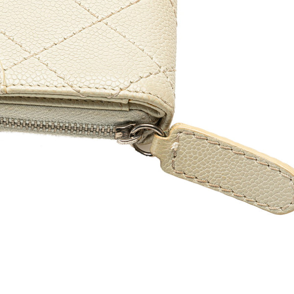シャネル マトラッセ ココマーク 長財布 ラウンドファスナー ベージュ アイボリー ラムスキン レディース CHANEL 【中古】